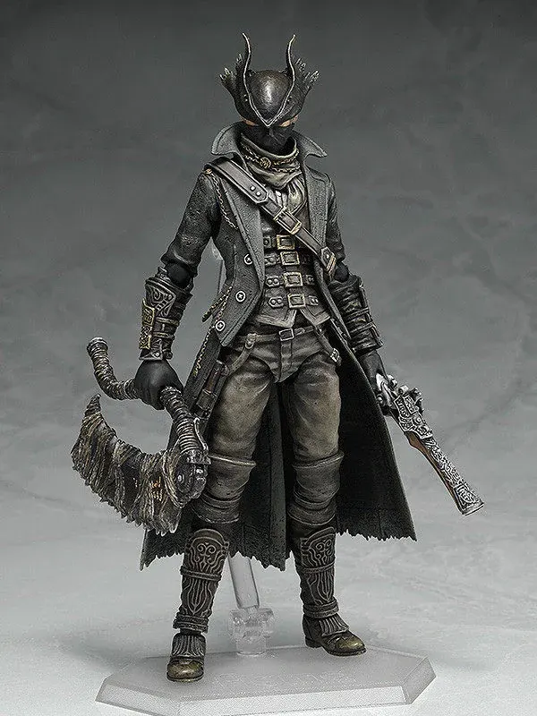 "Iconic Bloodborne Hunter Old Hunter Ver. figma. A premium articulated collectible figure showcasing intricate gothic attire and detailed game weapon."