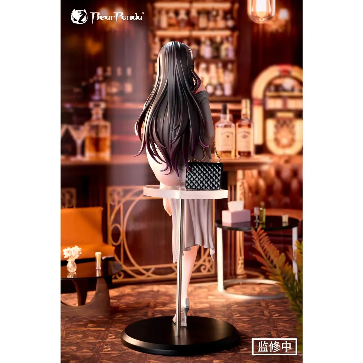 "Stunning 1/4 Night's Pact original figure details: sleek woman, black dress, premium accessories, shown from multiple angles."