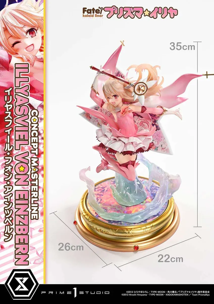 "Detailed views of the Prime 1 Studio 1/5 Illya Statue, showcasing her dynamic magical girl pose, intricate magical effects, and detailed themed base."