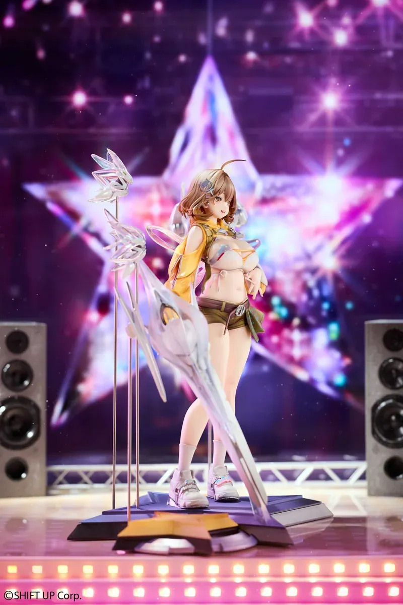 "Detailed views of the authentic 1/7 Idol Anis NIKKE figure by Hobby Sakura. Captures her vibrant idol performance, dynamic pose, and cheerful stage."