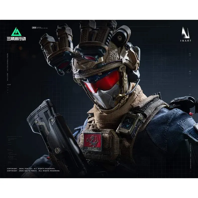 "Official 1/6 scale articulated Delta Action Vyron military figure by INART Studio, showcasing hyper-realistic tactical details and authentic uniform."