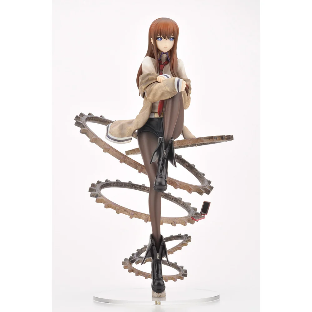 "Iconic Makise Kurisu Steins;Gate Kotobukiya masterpiece statue. Dynamic lab coat pose, intellectual persona, and premium sculptural details."