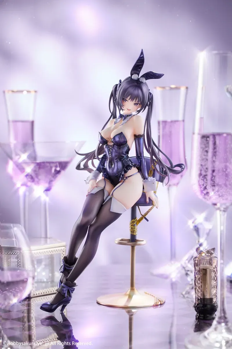 "Detailed gallery of the exquisite Black Rabbit Bosa figure, highlighting the alluring purple bunny girl's dynamic pose and intricate sculptural."
