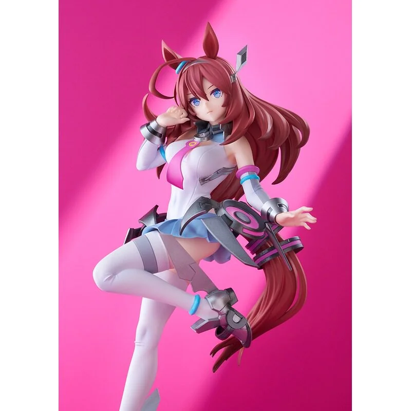"Dynamic Mejiro Bourbon Uma Musume Pretty Derby GSC figure displayed from multiple angles, revealing her elegant racing pose and meticulously sculpted."