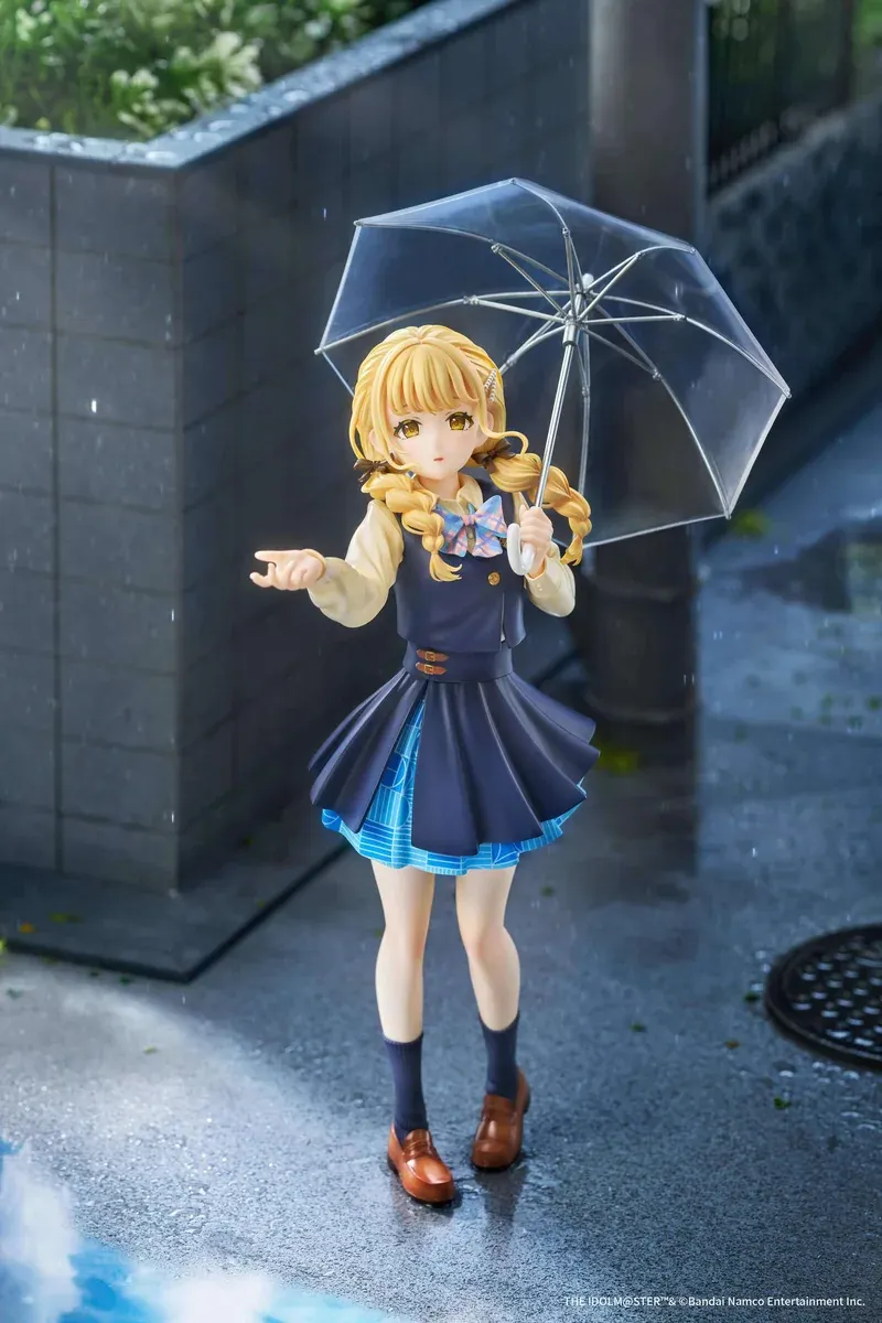 "Official Idolmaster Fujita Kotone "Iris After Rain" 1/7 scale statue, dynamically posed in her vibrant school uniform, capturing the elegant."