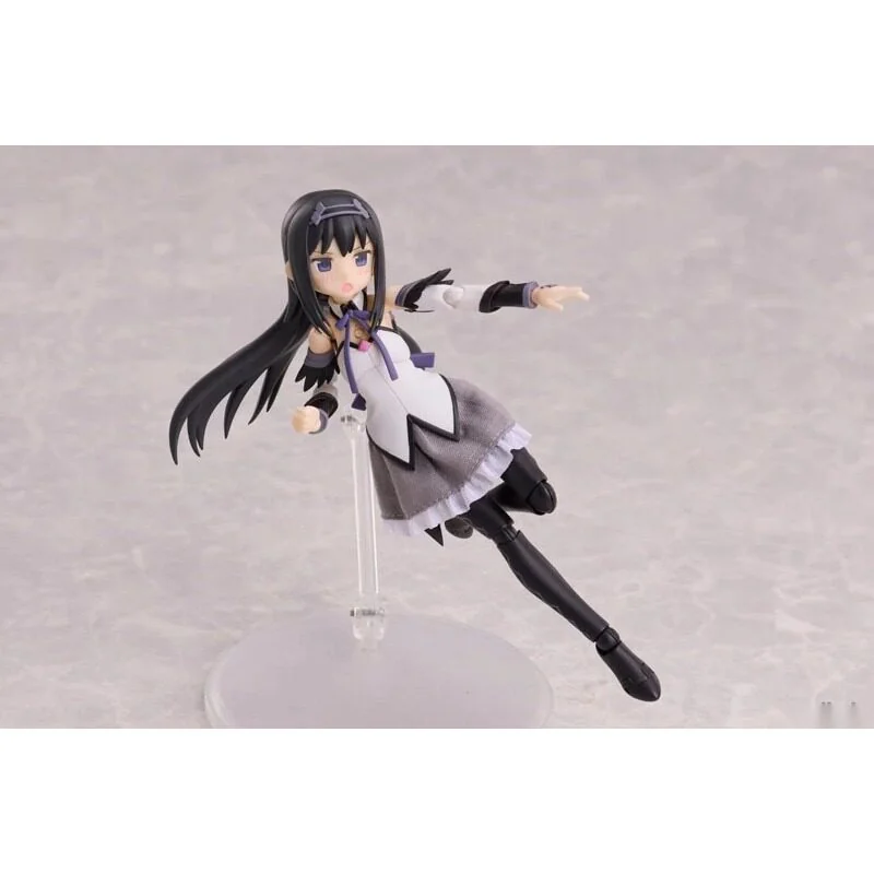 "Homura Akemi movable figure: highly articulated in dynamic poses, intricate sculpt details, and iconic weaponry shown from multiple angles."