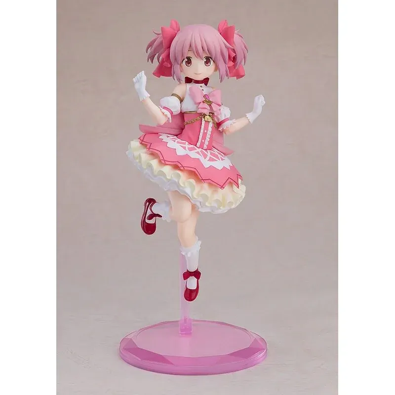 "Premium Aniplex Studio Madoka Kaname statue from Puella Magi Madoka Magica: Rebellion, capturing her iconic dynamic magical girl pose with ethereal."