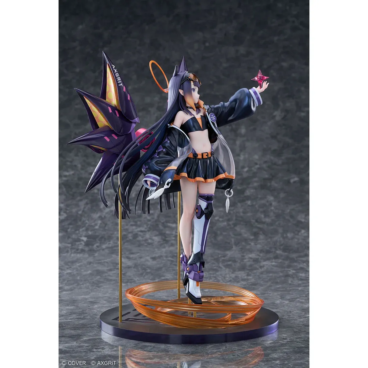 "Dynamic Hololive Ina'nis 1/7 scale statue, showcasing the ethereal sculpt, flowing dress, and fine Takodachi details from a unique angle."
