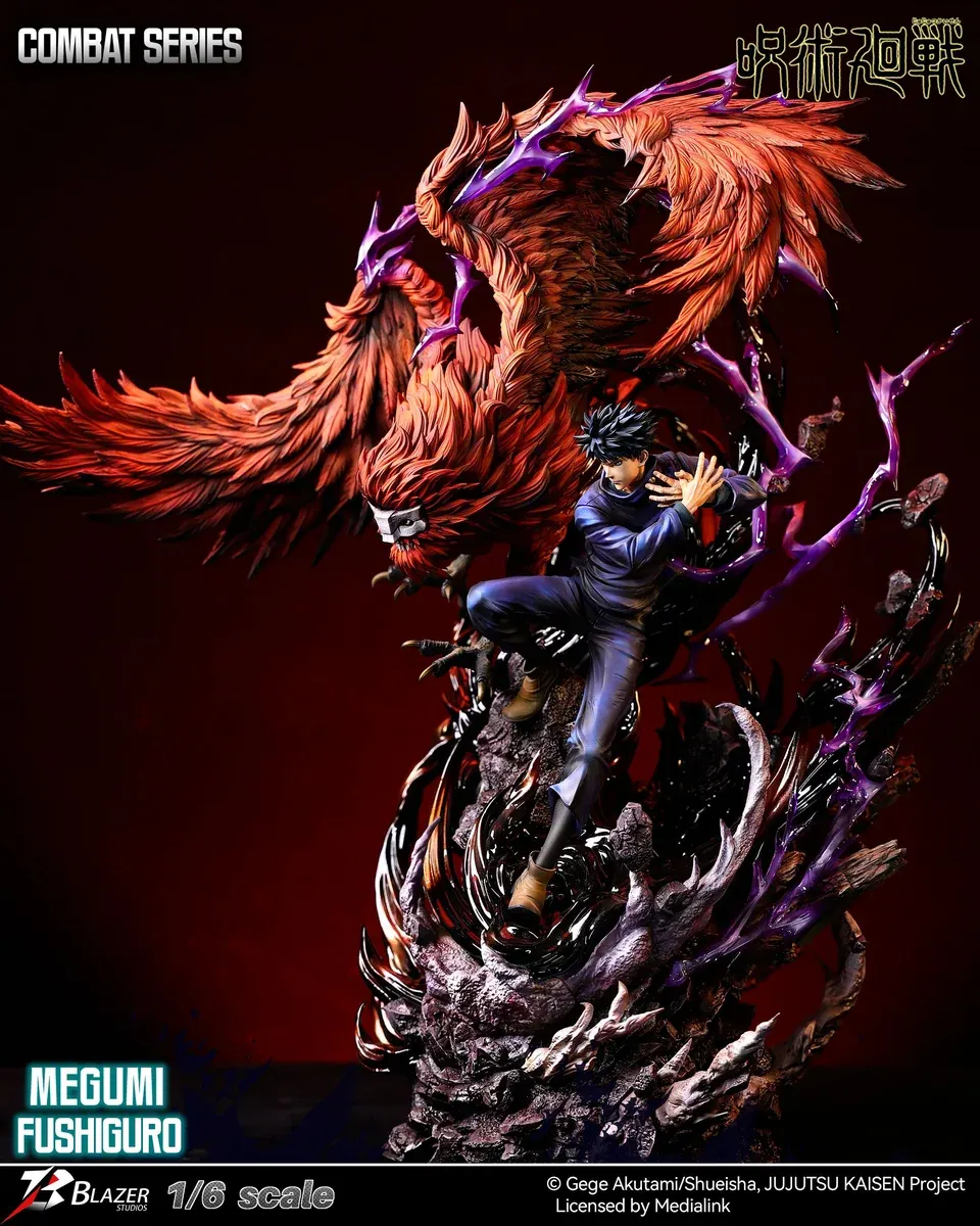 "Official 1/6 scale Fushiguro Megumi & Kamo Noritoshi Jujutsu Kaisen resin statues highlight intricate sculpts, dynamic effects, and premium bases."