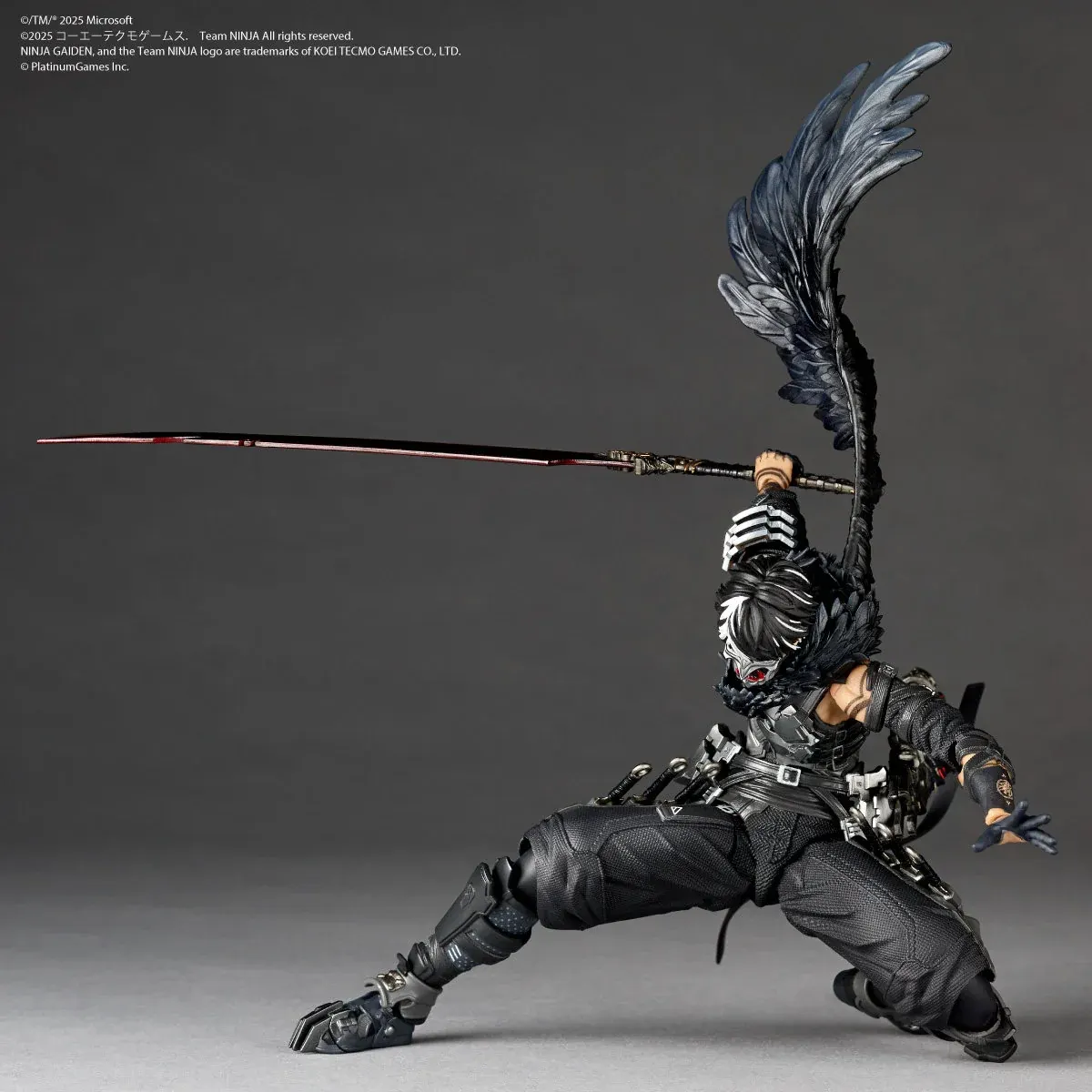 "Premium Movable Yakumo Action Figure from Ninja Gaiden, hyper-articulated for dynamic combat poses, showcasing intricate dark ninja gear and warrior."