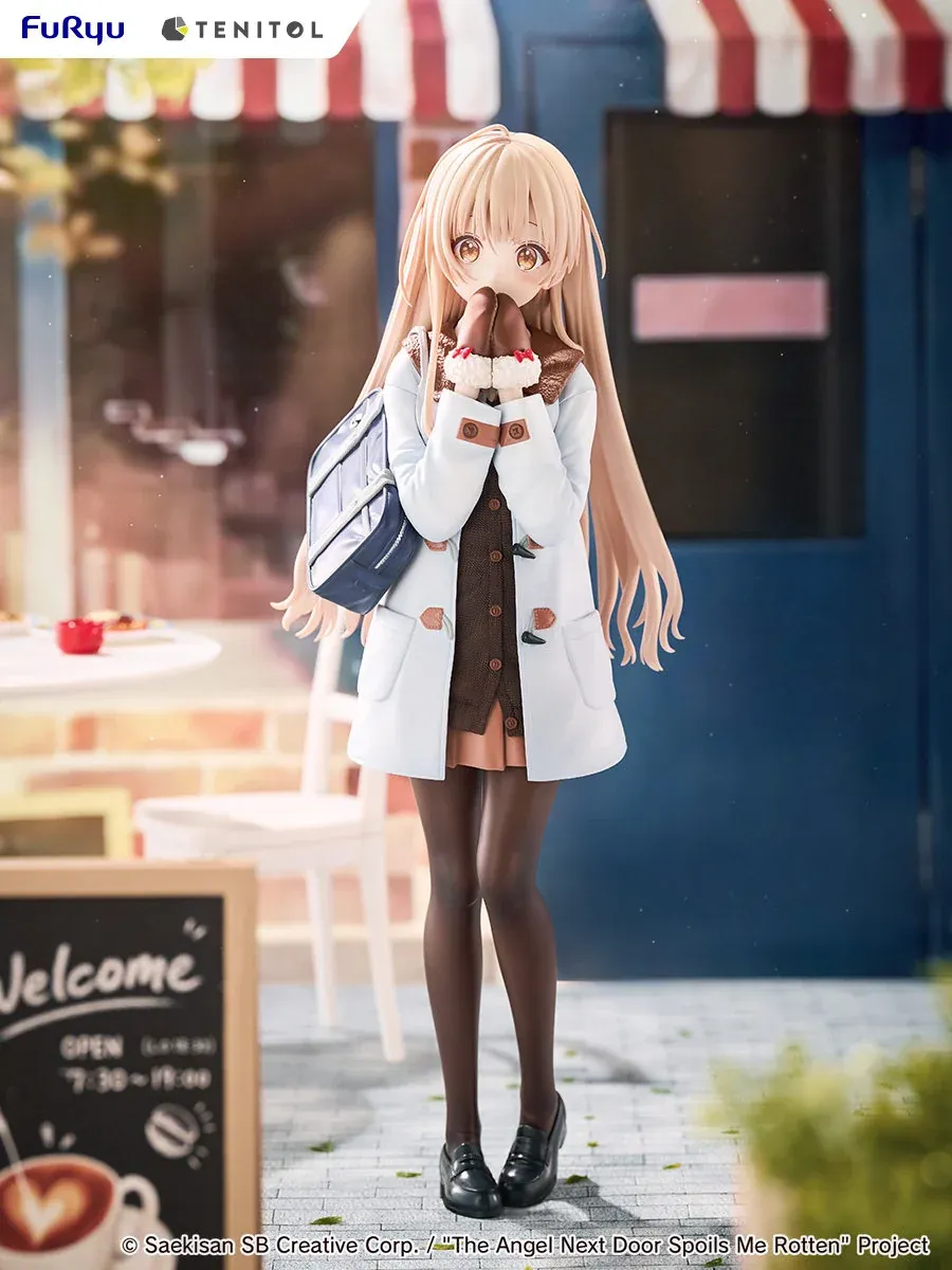 "Elegant Mahiru Shiina TENITOL TALL winter outfit figure, a charming collectible statue from FURYU Studio, showcasing her graceful expression."
