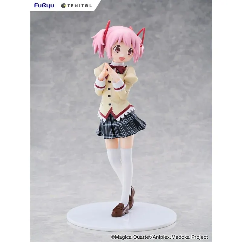 "Iconic Madoka Kaname FURYU TENITOL TALL statue, showcasing her dynamic ethereal pose, vibrant pink and white, and intricate details."