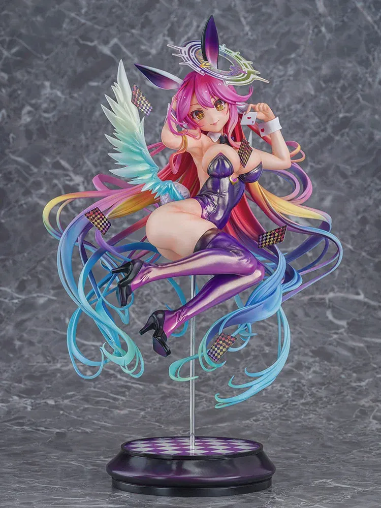 "Exquisite Jibril Bunny Girl Ver. collectible figure from No Game No Life. Dynamic statue in sleek bunny suit, vibrant colors, intricate details."